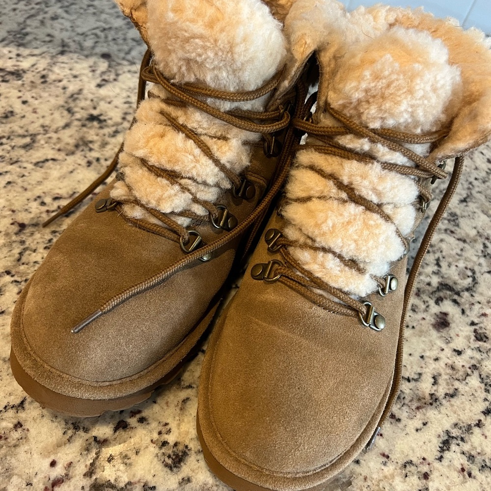 BearPaw Tan Shearling-Lined Winter Boots